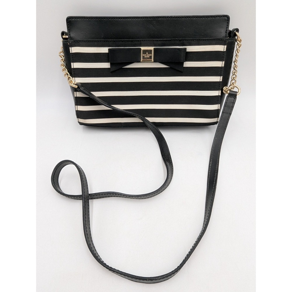 Kate Spade Angelica Monford Park Crossbody Purse Black White Leather AUTHENTIC